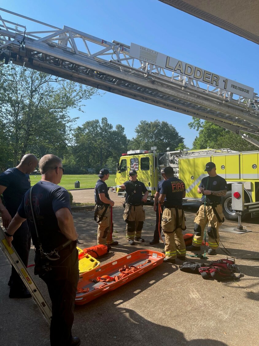 Ridgeland firefighters participate in ladder training recently.